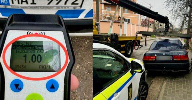 300 de euro pentru 1.00 mg/l alcool în aerul expirat. Șoferul a lăsat banii în mașina poliției. Detalii