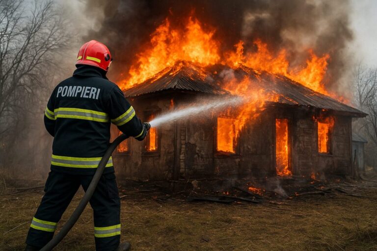 Incendiu puternic, la Sângerei. Un pensionar internat în stare gravă la spital