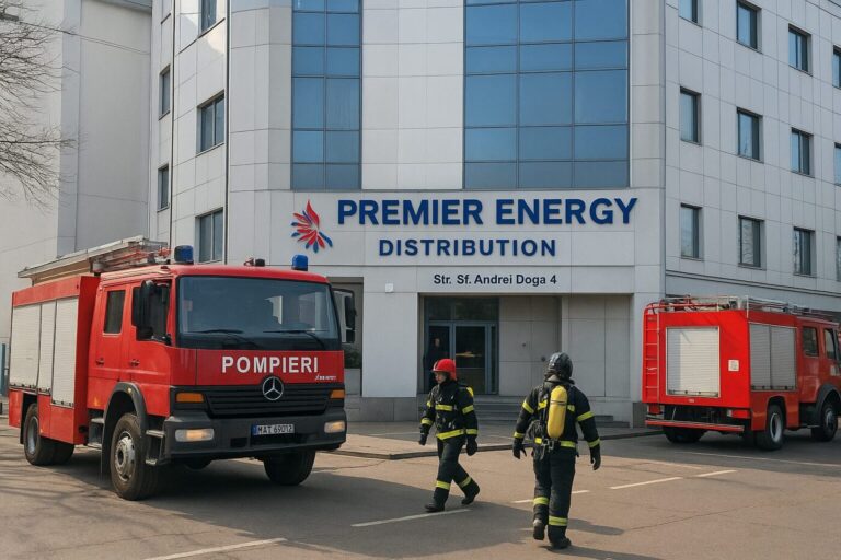 Salvatorii se află la sediul central al ÎCS „Premier Energy Distribution”. Echipele au misiunea de a localiza incendiul