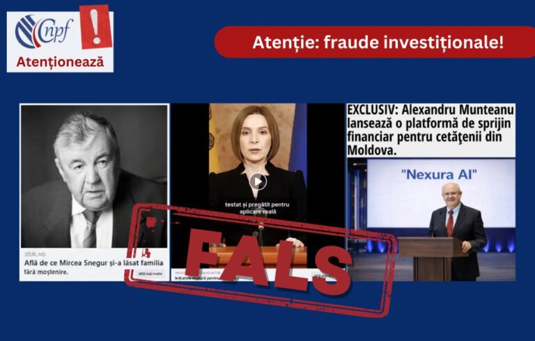CNPF avertizează asupra tentativelor de fraudă online care folosesc numele lui Snegur și Sandu